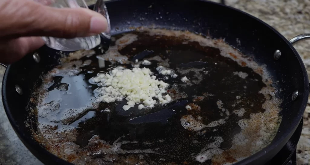 making the sauce for the chicken